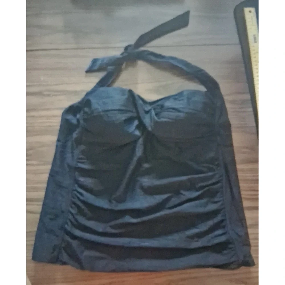 White Stag XL (16/18) Halter Tankini Ruched Swimtop Black Padded top only